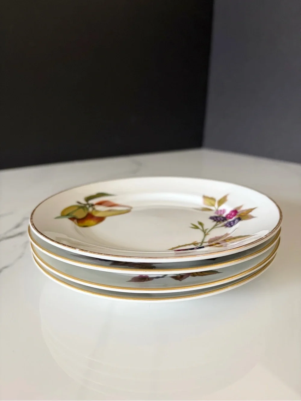 SET of 4 Evesham Bread or Dessert Plates by Royal Worcester